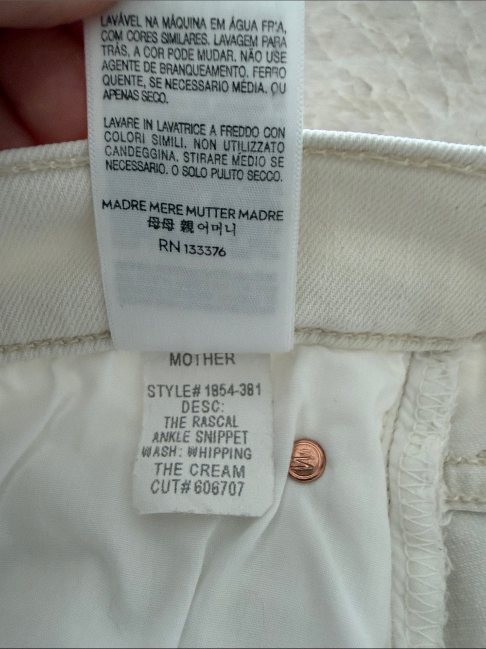 MOTHER The Rascal Ankle Snippet in Whipping the Cream Jeans Size 26 Fray Hem USA - Picture 8 of 8